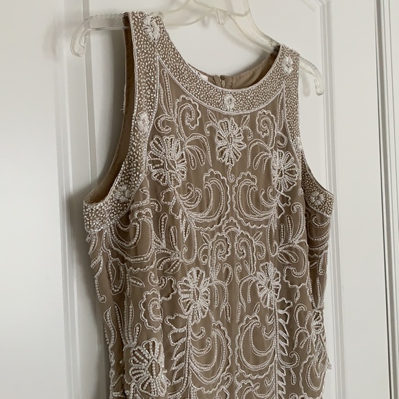 JKARA beaded evening dress in beige - Picture 2 of 13